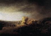Rembrandt, Landscape with a Long Arched Bridge